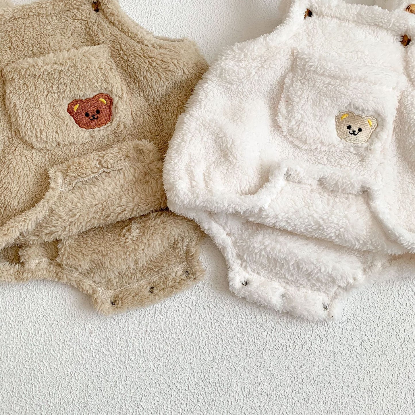 【BABY】冬新作 もこもこクマ柄サロペットSK11368
