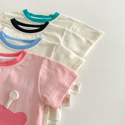 【BABY&KID】夏新作 カートゥーンＴシャツ&チェックパンツSK061803