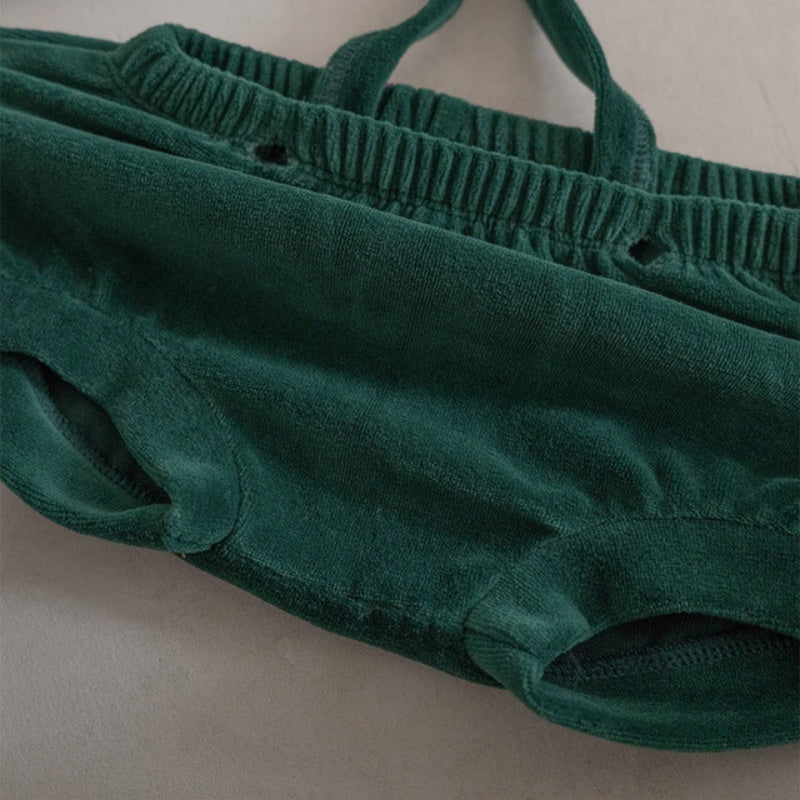 【BABY】韓国風ベロアサロペット、帽子SK102819