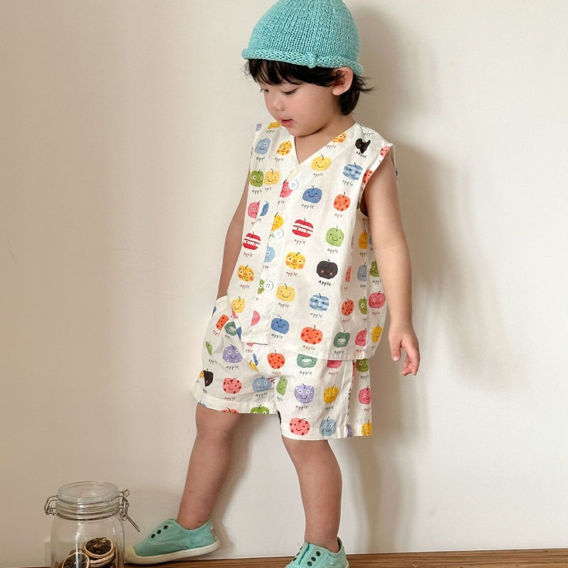 【BABY&KID】夏新作りんご総柄セットアップ、ワンピースSK104708