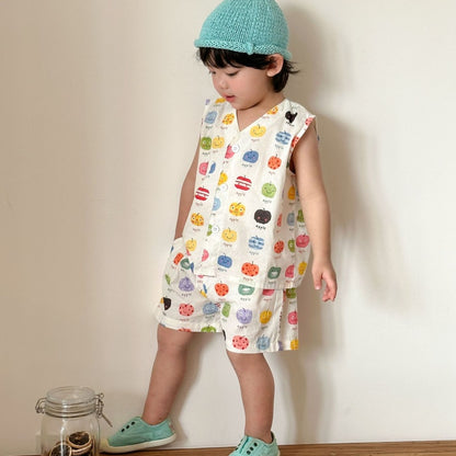 【BABY&KID】夏新作りんご総柄セットアップ、ワンピースSK104708
