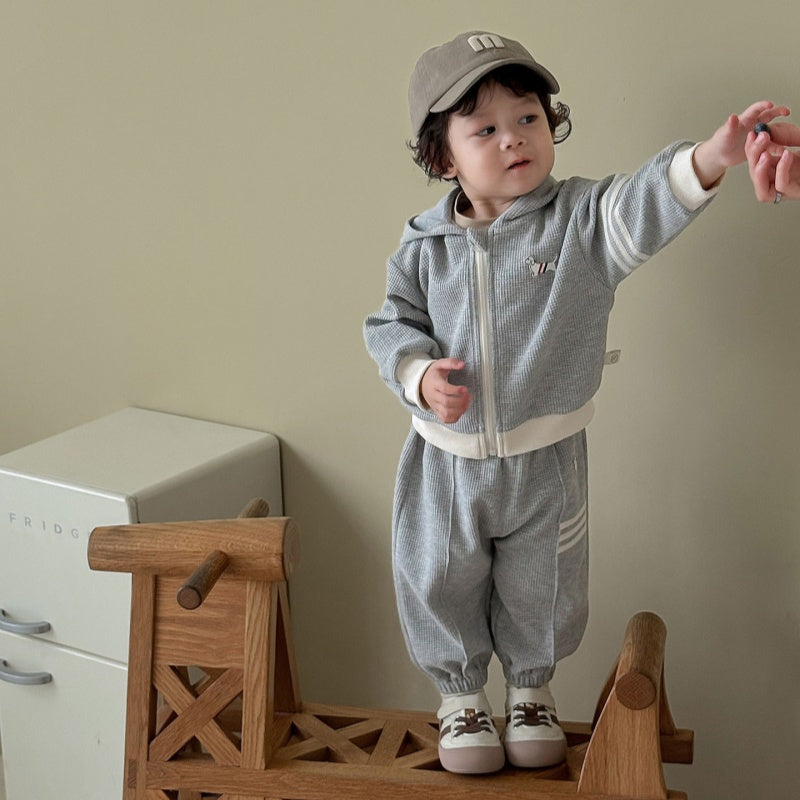 【BABY&KID】犬ワッペンワッフルセットアップSK100314