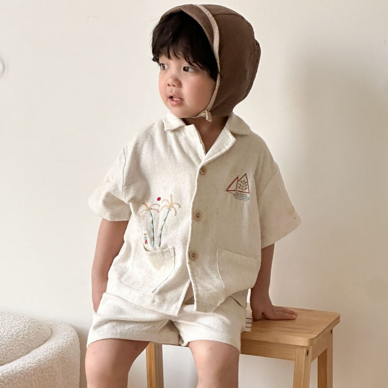 【BABY&KID】夏新作リネンシャツセットアップ、ワンピースSK104707