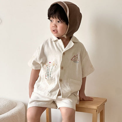 【BABY&KID】夏新作リネンシャツセットアップ、ワンピースSK104707