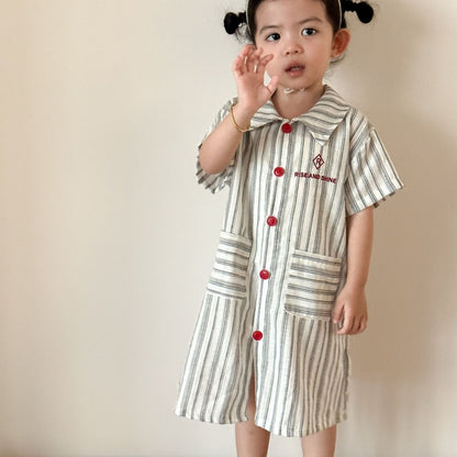 【BABY&KID】夏新作ストライプポケットセットアップ、ワンピースSK104716