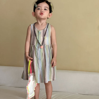 【BABY&KID】夏新作カラフルボーダーセットアップ、ワンピースSK104718