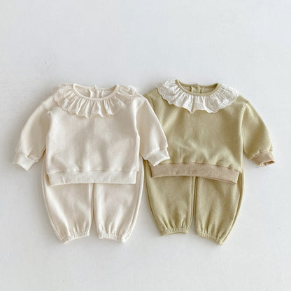 【BABY&KID】無地レース襟セットアップSK092716