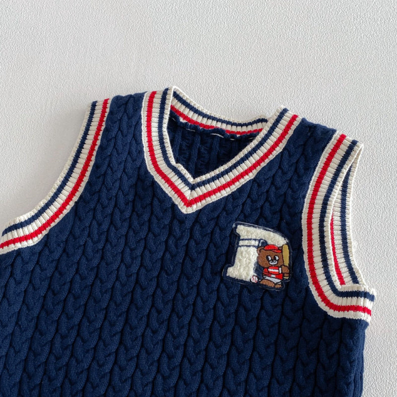 【BABY&KID】くま刺繍ボーダーポロシャツ、マリンカラーアウター、ニットベストSK103717