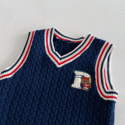 【BABY&KID】くま刺繍ボーダーポロシャツ、マリンカラーアウター、ニットベストSK103717