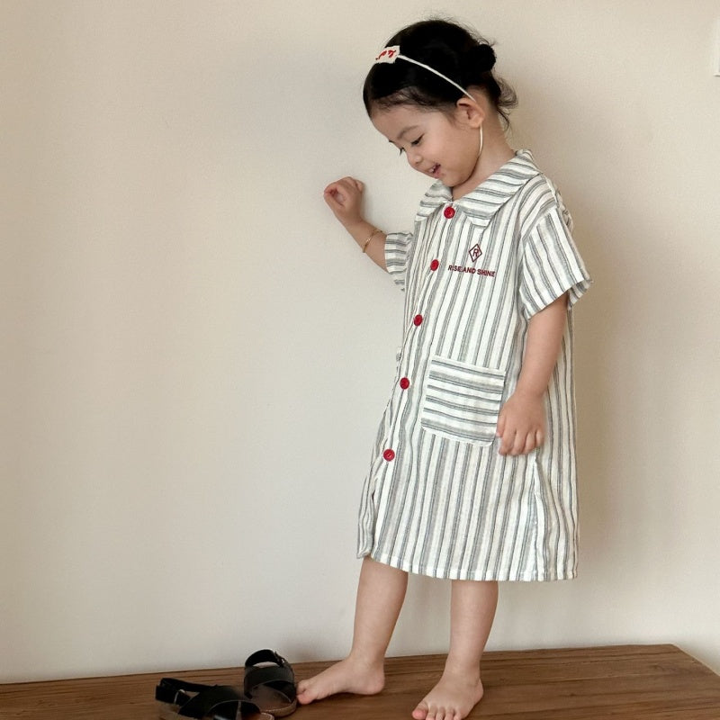 【BABY&KID】夏新作ストライプポケットセットアップ、ワンピースSK104716