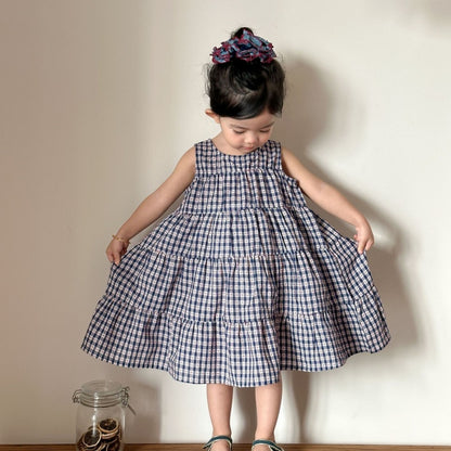【BABY&KID】夏新作ネイビーチェックセットアップ、ワンピースSK104703