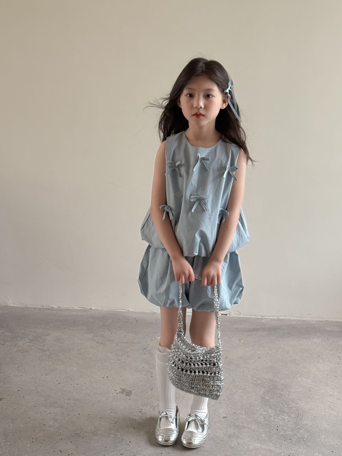 【BABY&KID】夏新作 蝶結び付きおしゃれセットアップSK091627