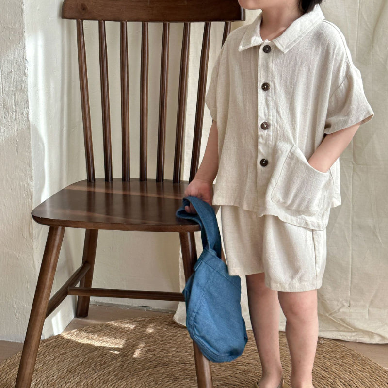 【BABY＆KID】夏新作 ナチュラル亜麻セットアップ、ワンピースSK063016