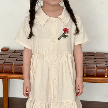 【BABY＆KID】夏新作 フラワー刺繍セットアップ、ワンピースSK063024