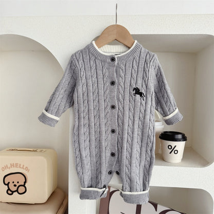【BABY】ポニー刺繍ニットカバーオールSK106705