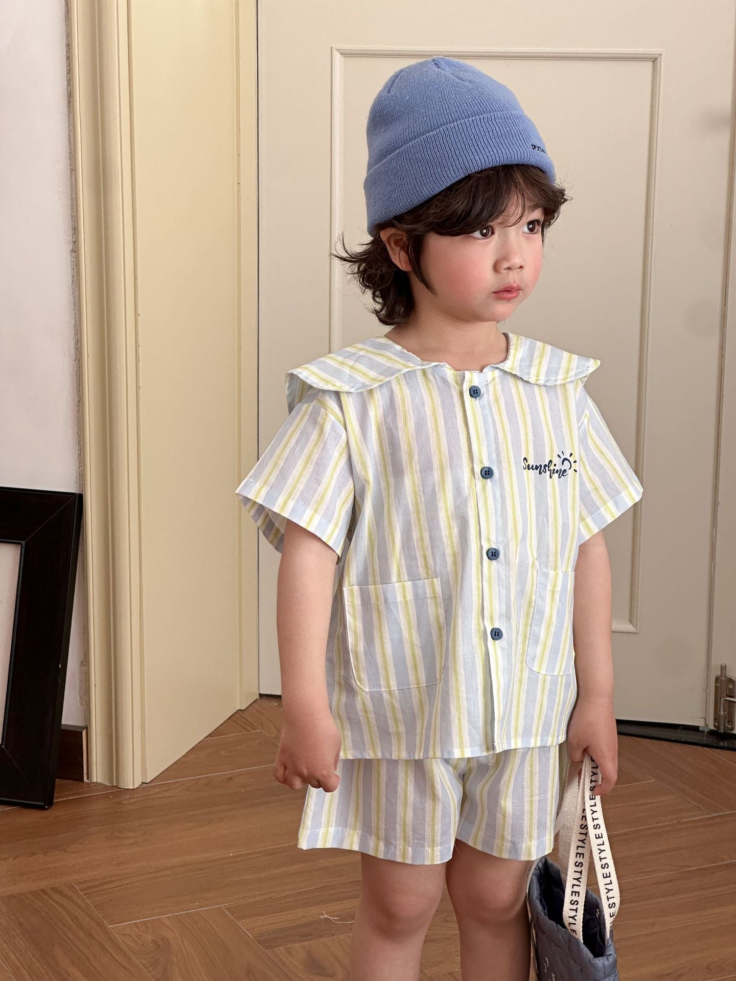 【BABY&KID】夏新作 ポケット付きストライプワンピース、セットアップSK072108