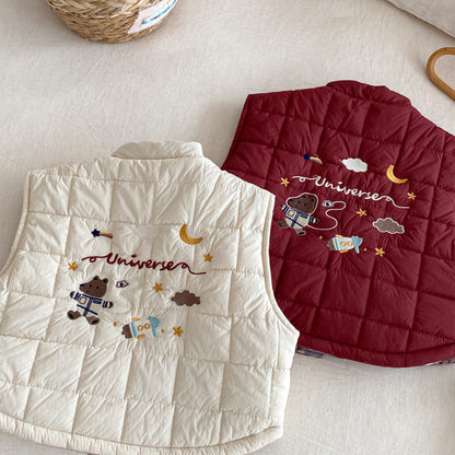 【BABY&KID】冬新作刺繍カートゥーンリバーシブルベストSK102517