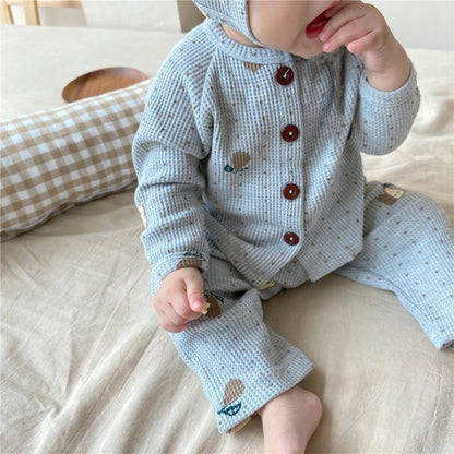 【BABY】梨柄ワッフルセットアップSK101556