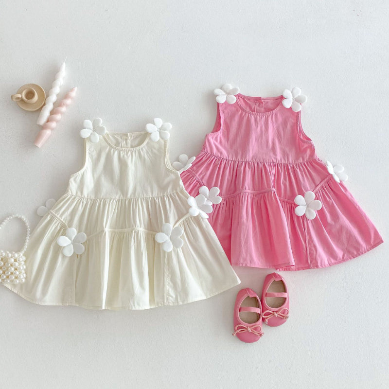 【BABY&KID】夏新作 フラワーノースリーブワンピースSK080620