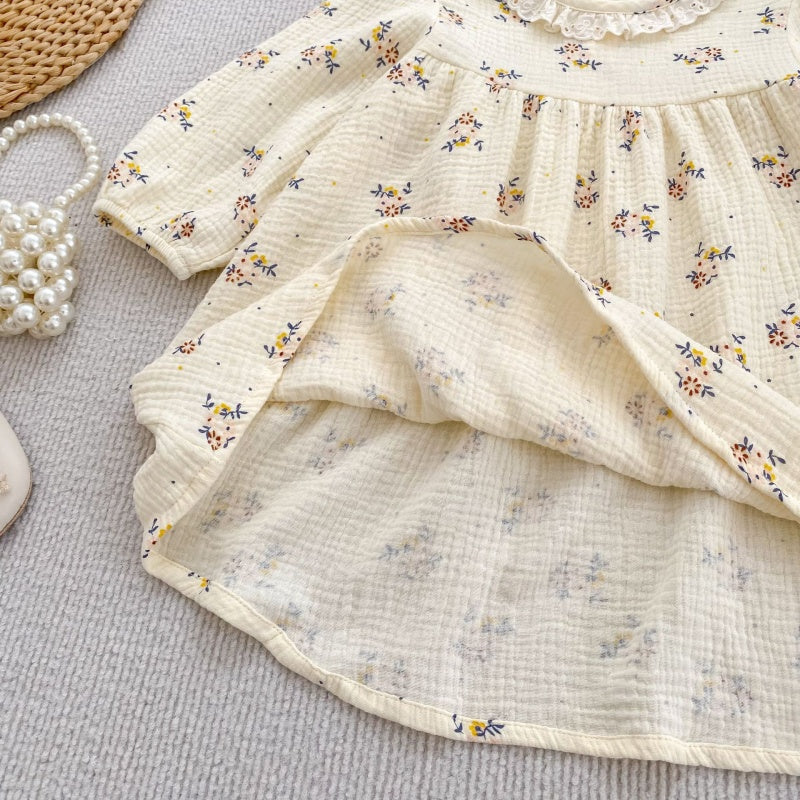 【BABY&KID】フリル襟小花柄ロンパース、ワンピースSK107913