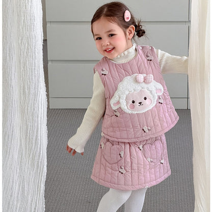 【BABY&KID】冬新作ひつじセットアップ、フリル襟ニットSK108317
