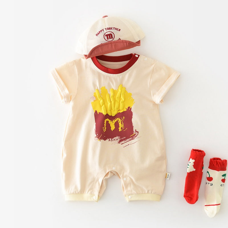 【BABY】夏新作フライドポテト落書きカバーオールSK106003