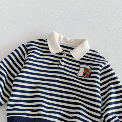 【BABY&KID】くま刺繍ボーダーポロシャツ、マリンカラーアウター、ニットベストSK103717