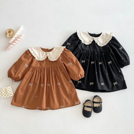 【BABY&KID】レトロ刺繍蝶結びワンピースSK011026