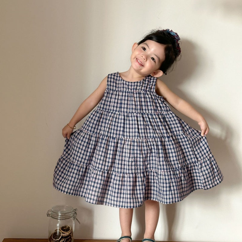 【BABY&KID】夏新作ネイビーチェックセットアップ、ワンピースSK104703