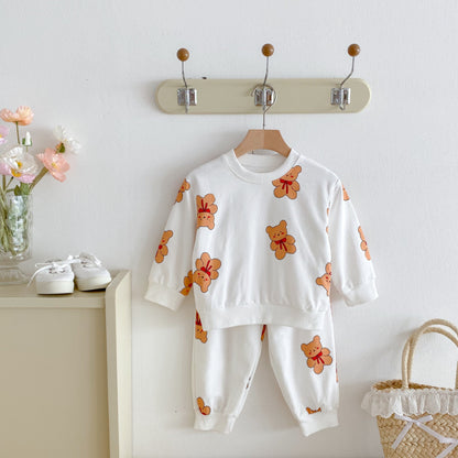 【BABY&KID】かわいいくまプリントセットアップSK092929