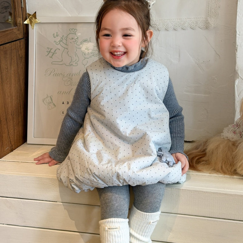 【BABY&KID】冬新作ドットバルーンワンピース、フリル襟ニットSK108318