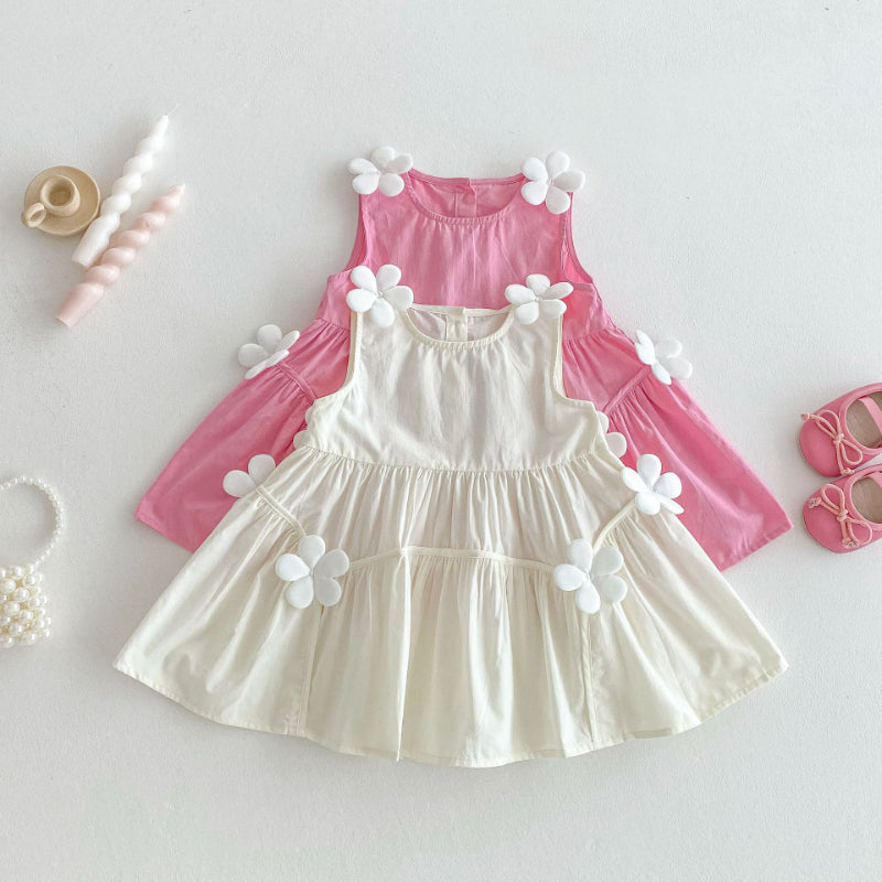 【BABY&KID】夏新作 フラワーノースリーブワンピースSK080620