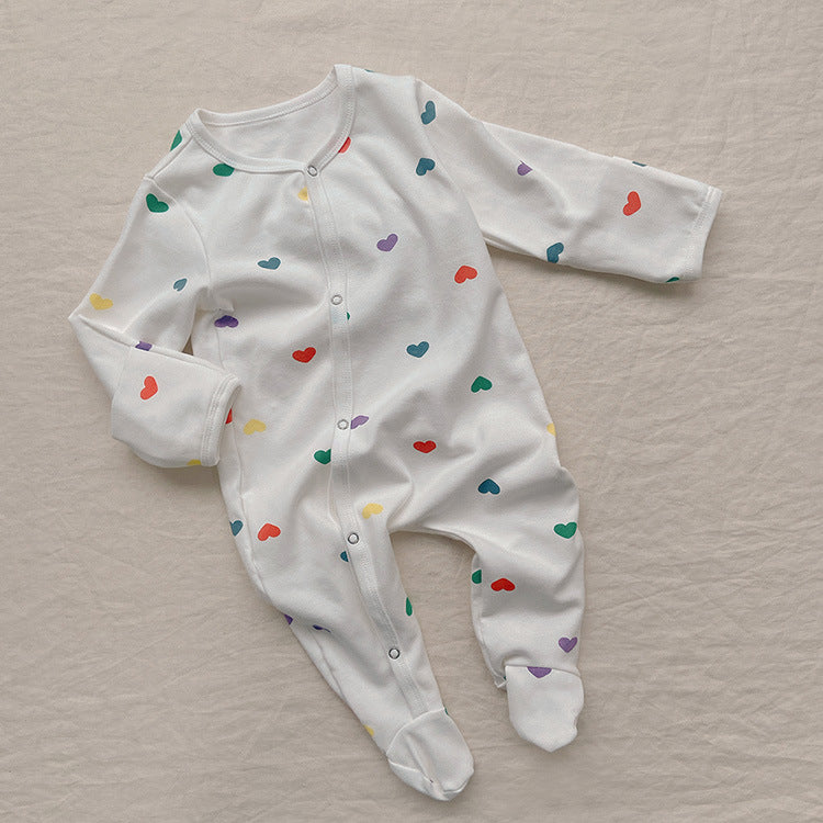 【BABY】カラフルハートロンパース、オールインワン、レギンス、帽SK031904