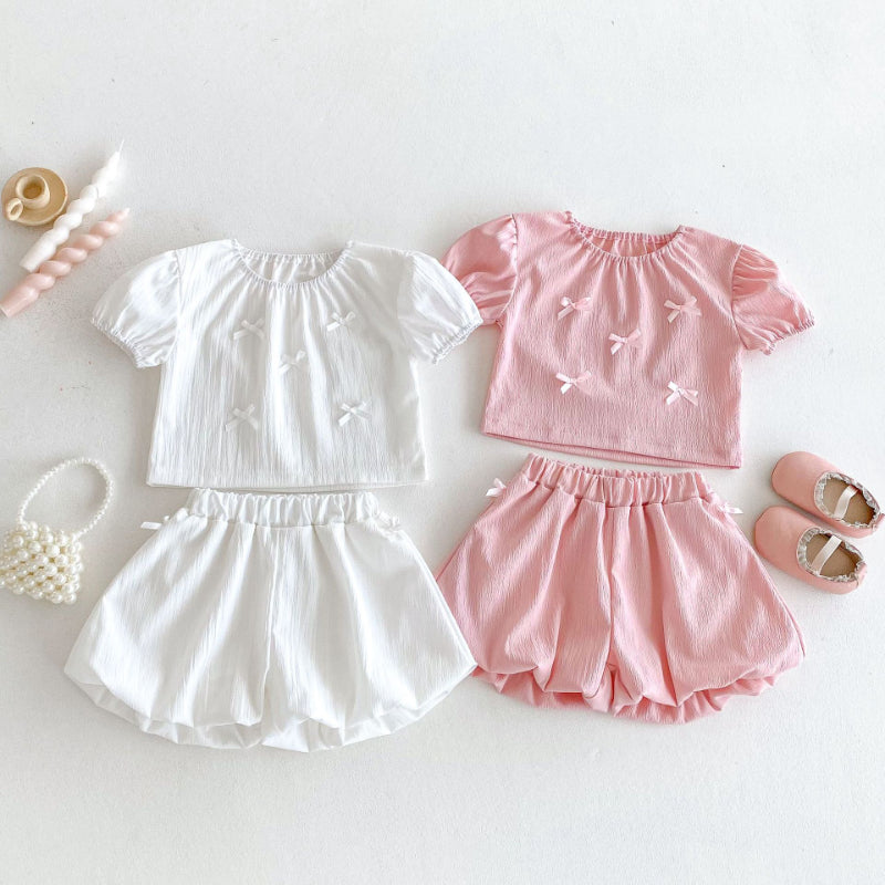 【BABY&KID】夏新作 無地蝶結びセットアップSK092226