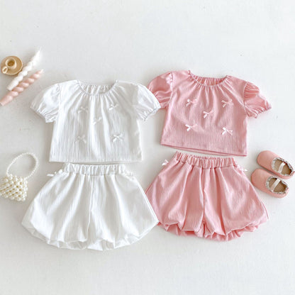 【BABY&KID】夏新作 無地蝶結びセットアップSK092226
