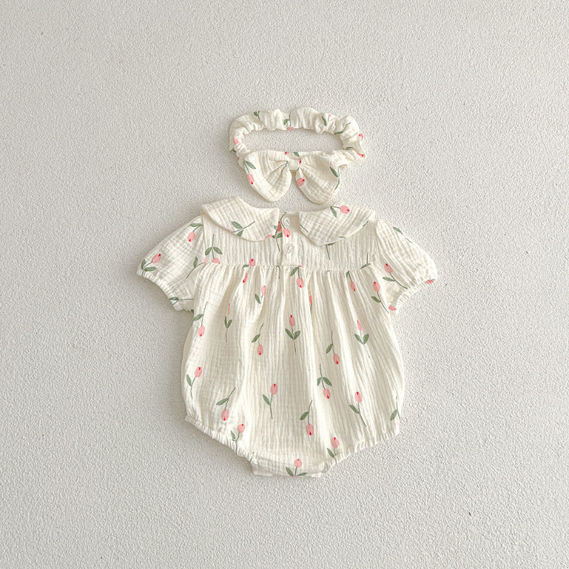 【姉妹服】夏新作 ガーゼチューリップロンパース、セットアップSK072514