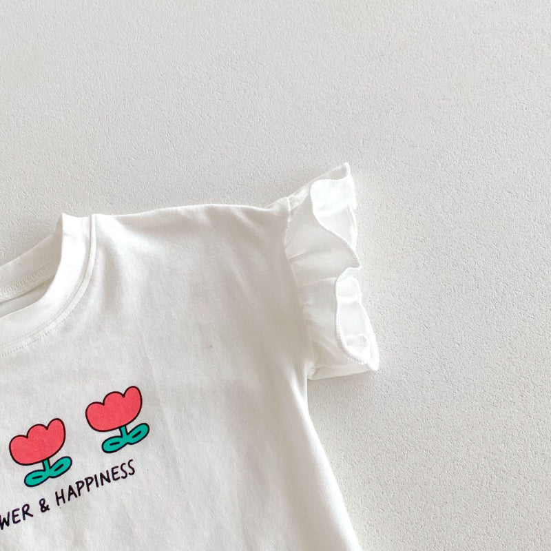 【BABY&KID】夏新作 フリル袖Tシャツ、チェックショートパンツSK091219