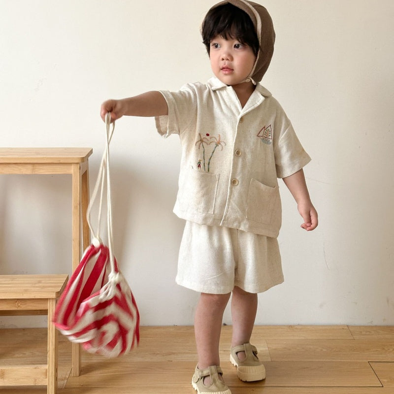 【BABY&KID】夏新作リネンシャツセットアップ、ワンピースSK104707