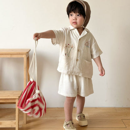 【BABY&KID】夏新作リネンシャツセットアップ、ワンピースSK104707
