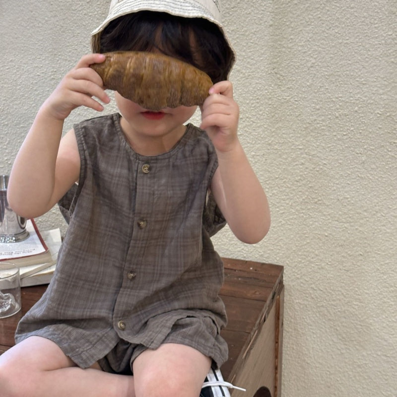 【BABY＆KID】夏新作 ノースリーブ無地セットアップ SK063003