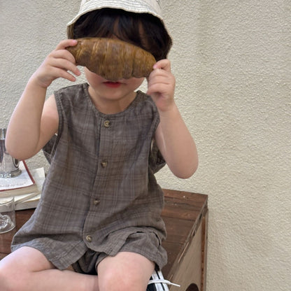 【BABY＆KID】夏新作 ノースリーブ無地セットアップ SK063003