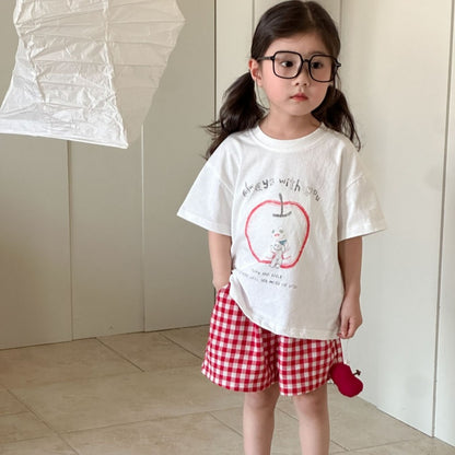 【BABY&KID】夏新作 アップルモチーフTシャツセットアップSK072105