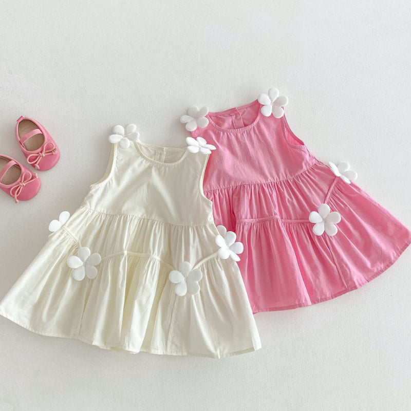 【BABY&KID】夏新作 フラワーノースリーブワンピースSK080620