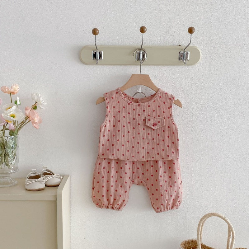 【BABY&KID】夏新作シンプルドットセットアップSK104620