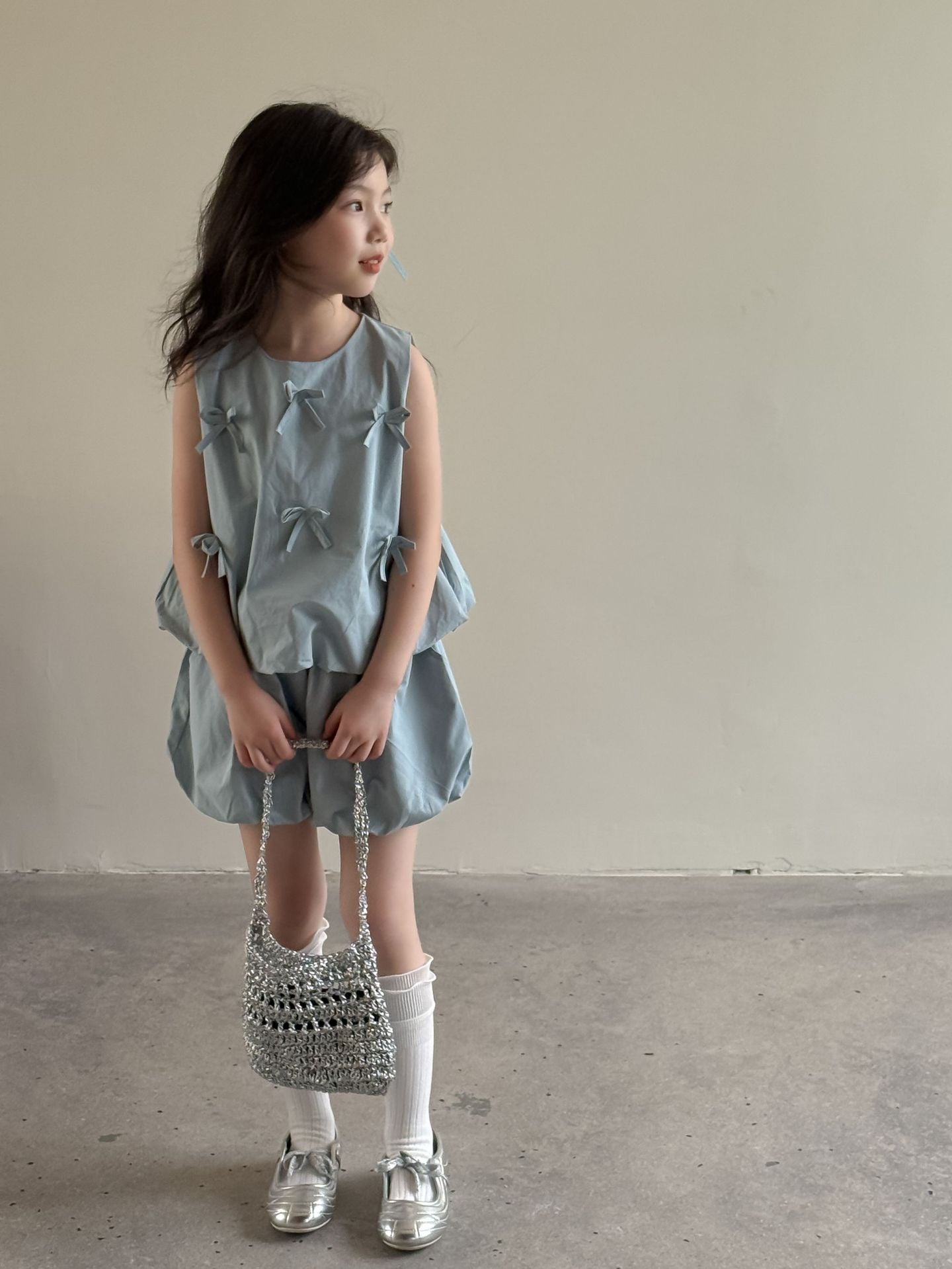 【BABY&KID】夏新作 蝶結び付きおしゃれセットアップSK091627