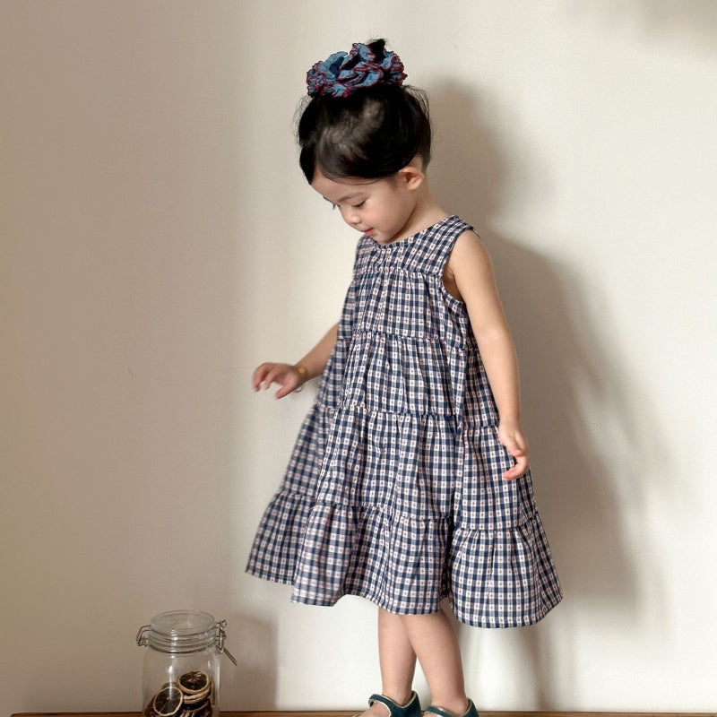 【BABY&KID】夏新作ネイビーチェックセットアップ、ワンピースSK104703
