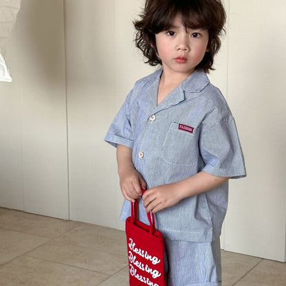 【BABY＆KID】夏新作 ストライプシャツスーツ、ワンピースSK063020