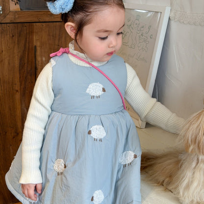 【BABY&KID】冬新作ひつじジャンパースカート、ハイネックニットSK108320