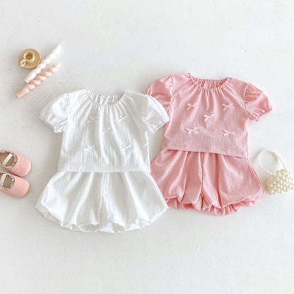 【BABY&KID】夏新作 無地蝶結びセットアップSK092226