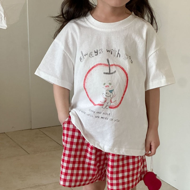 【BABY&KID】夏新作 アップルモチーフTシャツセットアップSK072105